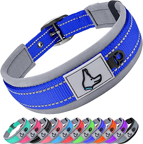 Joytale Halsband Hund, Weich Hundehalsband Gepolstert Neopren Hunde Halsband für Extra Große Hunde, Nylon Reflektierend Breit Halsbänder, Königsblau von Joytale