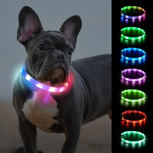 Joytale Leuchthalsband Hund, Hundehalsband Leuchtend Aufladbar, Längenverstellbar Led Hundehalsband mit 9 Leuchtmodi, Regendicht Hunde Leuchthalsband für Kleine und Mittlere Hunde, 45 cm von Joytale