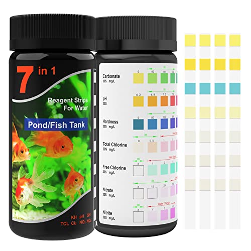 7 in 1 Aquarium Test Strips, Fast & Accurate Aquarium Test Kit,Fish Tank Test Strips, Freshwater Test Kit, Saltwater Test Kit for Testing pH, Alkalinity,Nitrite, Nitrate, Chlorine,Carbonate,Hardness von Joyzakzak