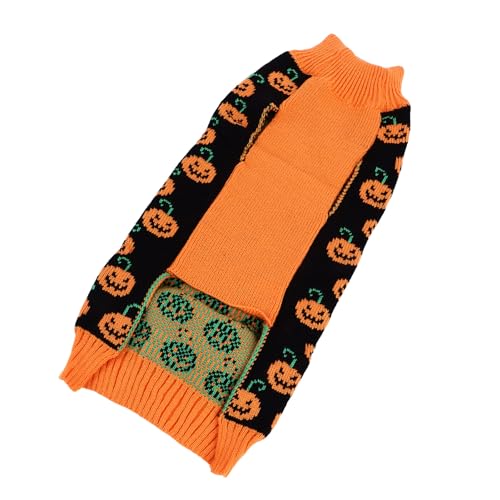 Halloween-Pullover mit Kürbisgesicht, Bezaubernder Festlicher Haustierpullover, Süßes Kürbis-Design für Hunde und Katzen, Bequemer, Gemütlicher Stoff für Halloween-Partys, von Joyzan