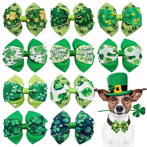 JpGdn 10 Stück kleine Hunde Halsband Fliegen für St. Patrick's Day Welpenhalsband Schleifen Bowknot für kleine und mittelgroße Hunde, Katze, Kätzchen, Kaninchen, Pflegezubehör, Befestigung Verzierung von JpGdn