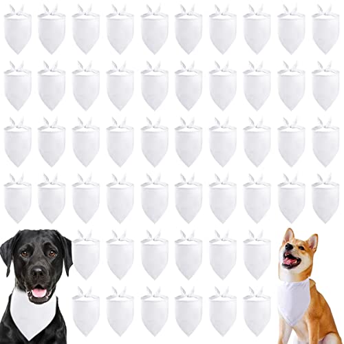 JpGdn 100 Stück/Packung Hundehalstuch, einfarbig, weiß, Sublimation, DIY, Haustier-Halstuch, Bulk Polyester, Haustier-Wärmeübertragung, Dreieck-Lätzchen, Hundewelpen, Fellpflege-Kostüm von JpGdn