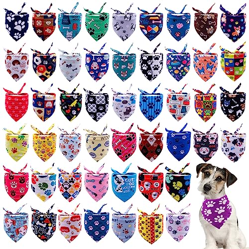 JpGdn 100PCS Small Dogs Bandanas Bulk Pet Summer Bandanas Paw Bone Pack Cat Halstuch Washable Triangle Bibs Head Scarves Scarfs Scarfs Scarfs Random Patterns for Boys and Girls Medium Puppies Grooming von JpGdn