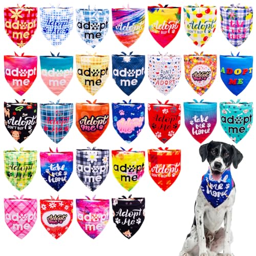 JpGdn Adopt Me Hundehalstücher mit Pfotenabdruck, Batikmuster, Blumenmuster, Rosa, Puple-Blau, für große und extra große XL-XXL, für Mädchen, Jungen, Foster-Tiere für Zuhause oder Adoption von JpGdn