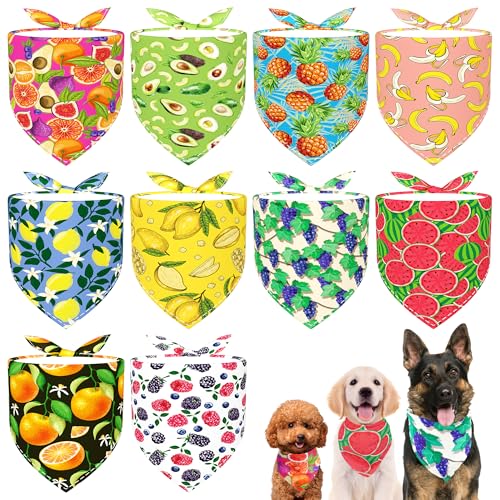 JpGdn Hundehalstuch, Sommerfrucht für große XL-XXL-Rassen, rosa, lila, gelb, blau, Halstuch, Dreieck-Lätzchen, Kopftuch für Jungen und Mädchen, Fellpflege, Kostüm von JpGdn