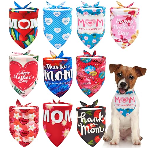 JpGdn Hundehalstücher für den Muttertag, Größe XXS XS für kleine Mädchen, Jungen, Welpen, Hunde, "Best Mom", "Super Mom", "I Love Mom", "Happy Mother's Day", Rosa, Blau, Gelb, Batikmuster, von JpGdn