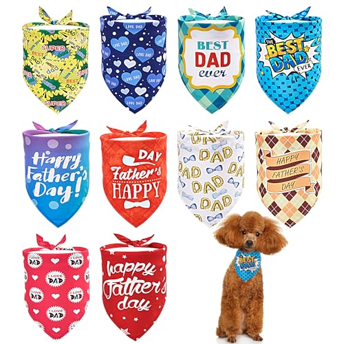 JpGdn Hundehalstücher für den Vatertag, Größe S, XS, XXS für Mädchen, Jungen, Welpen, Hunde, "Best Dad", "Super Dad", "I Love Dad", "Happy Father's Day", Rosa, Blau, Gelb, kariert, Pflegezubehör, 10 von JpGdn