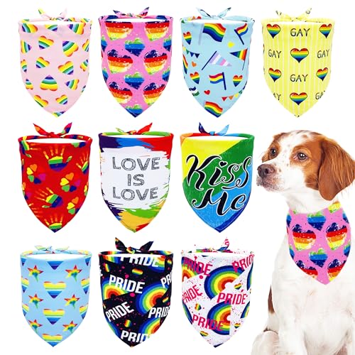 JpGdn Hundehalstücher mit Aufschrift "Pride Day" in Regenbogenfarben, für große Hunde, extra groß, XL, XXL, Dreiecks-Lätzchen, Schals, Jungen und Mädchen, Gay Pride with Love is Love, Kiss Me, von JpGdn