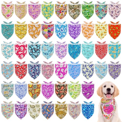 JpGdn Hundehalstücher mit Paisleymuster, für kleine und mittelgroße Rassen, Halstuch, Dreieck-Lätzchen, Schals, Rosa, Blau, Gelb, Rot, für Mädchen und Jungen, 100 Stück von JpGdn