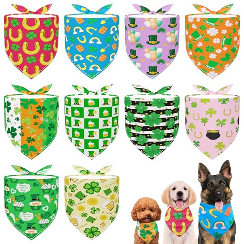 JpGdn St. Patricks Day Hundehalstücher für große XL-Rassen, Dreieck-Lätzchen, Schals für Jungen und Mädchen, Pflegezubehör, 10 Stück von JpGdn