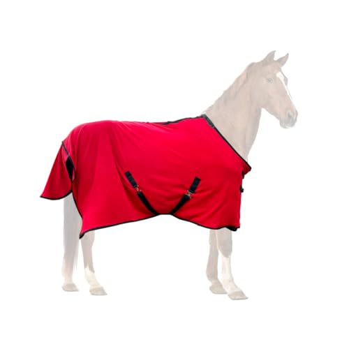 Pferde-Fleece-Kühldecke zum schnelleren Trocknen von Pferden, Rot, 183 cm von Jranter