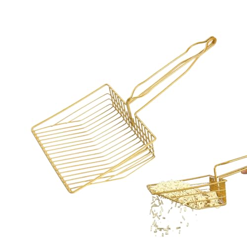 Katzenklo schaufel,katzentoilette edelstahl,7MM Porengröße Gold Cat litter Scoop,Unzerbrechlich Katzenschaufel für katzenklo,Kitty schaufel Geeignet für alle Formen von Katzenkot leichte Reinigung von Jrhncy