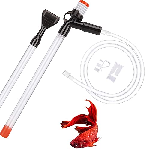 Jsleid Aquarium Vakuum Siphon, Aquarien Wasserwechsler, Aquarium Kiesreiniger Kit, Langer Aquarium Vakuum Siphon, mit Luftdruckknopf, für Wasser Wechseln, Sand Waschen, KOT Saugen von Jsleid