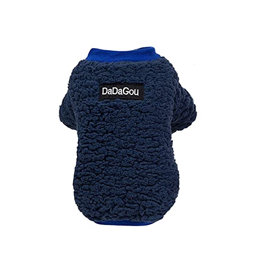 Haustier Hund Pullover für kleine mittelgroße Hunde, Herbst und Winter Hundebekleidung Mädchen Junge gemütliche Fleece Hund Pullover Pullover Mantel Jacke für Bulldogge Chihuahua (Tiefes Blau, M) von JstDoit