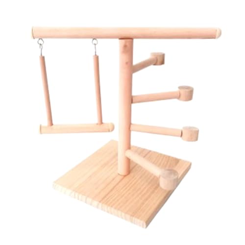 Bird Cage Stand, Safe Cockatiel Wood Parakeet Playset, Bird Toys, Multifunctional Natural Cockatoos Cage Accessories, 5.91x6.5x9.25in, Ideal for Young, Old, and Professional Aves von Jubepk