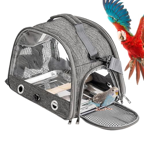 Bird Travel Cage, Bird Carrier Bag with Shoulder Strap, Portable Small Animal Carrier, 12.99x9.45x10.24in Ideal for Budgies, Parakeets, Conures Outdoor Adventure, Gray, Blue, Black von Jubepk