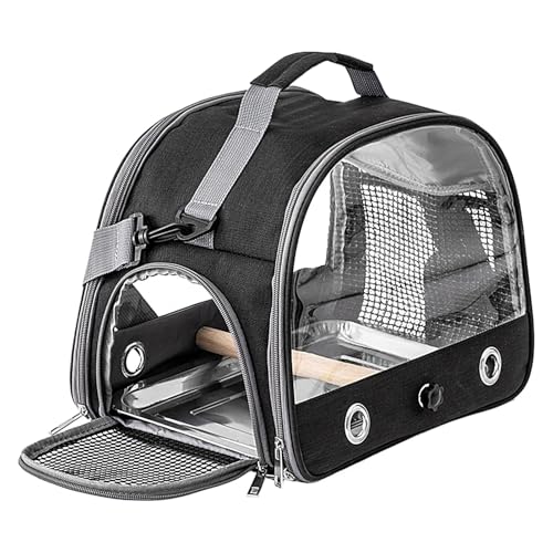 Bird Travel Cage, Bird Carrier Bag with Shoulder Strap, Portable Small Animal Carrier, 12.99x9.45x10.24in Ideal for Budgies, Parakeets, Conures Outdoor Adventure, Gray, Blue, Black von Jubepk