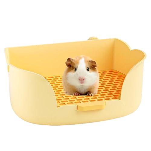 Bunny Litter Box, Spray-Proof Semi-Enclosed Large Litter Tray, Sturdy Training Toilet Pan, Easy-to-Clean Design, Ideal for Small Animal Bedding, Chinese New Year, Yellow von Jubepk