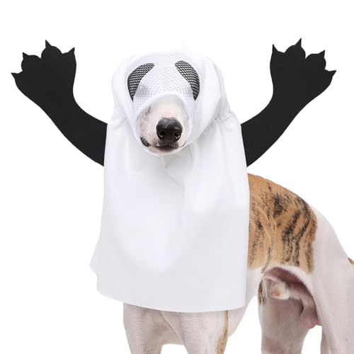 Halloween-Hundekostüme, einzigartiges Geister-Hundekostüm, kreatives Hundegeist-Kostüm, Geisterkostüm für Hunde, Halloween-Haustierkostüme, süßes Hundegeisterkostüm von Jubepk