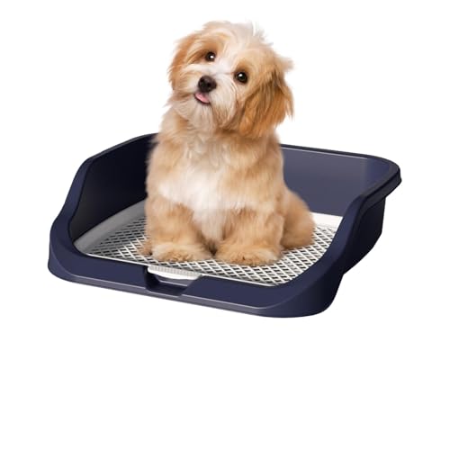 High Puppy Potty, Indoor Training Tray, Portable Waste Tray, Puppy Mesh Training Toilet Dog Toilet Puppy Litter Box with Post for Dogs, Toilet, 750g, 50x40x10.5cm/19.69x15.75x4.13 Inches von Jubepk