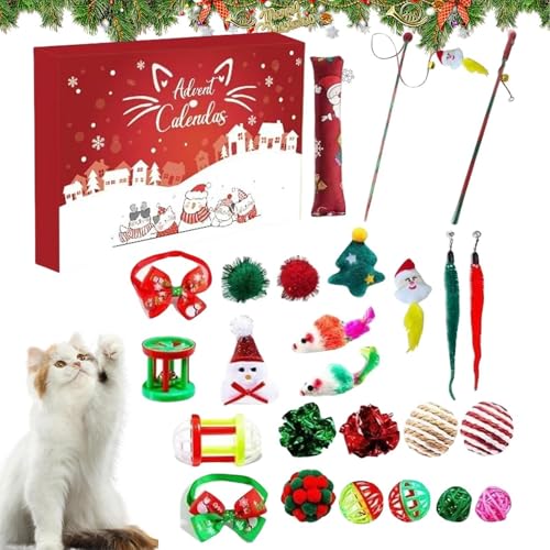 Jubepk 24 Tage Katze Weihnachten Katzenspielzeug Countdown Interaktive Katze Urlaub Katze Teaser Spielzeug Set Katze Weihnachten Countdown Spielzeug Katze Kauspielzeug von Jubepk