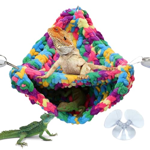 Jubepk Bartdrache Hängematte Reptilien Hängematte Bett Terrarium Schaukel Bett Doppellagige Hängematte Reptilien Terrarium Schaukel Bett Doppellagige Hängematten mit Saugnäpfen und Haken für von Jubepk