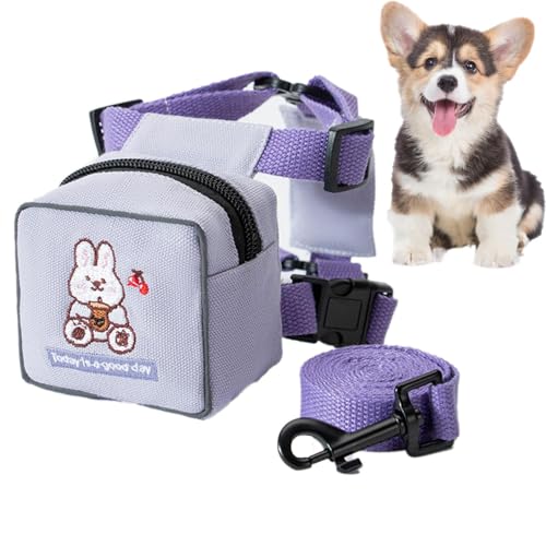 Jubepk Cartoon Dog Backpack, Pet Lead Harness, Cartoons Pet Backpacks with Leads, 29cm/26cm Purple, Yellow, Green, Adjustable Small Vest, Travel Dog Back Pack, for Travels von Jubepk