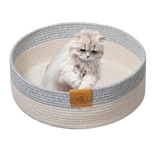 Jubepk Cat Basket Bed, Cat Beds for Indoor Cats, Round Cat Bed, Indoor Cats Bed with Scratching Features, 40cm/15.75 Inches Scratching Board and Sleeping Mat for Indoor Dogs and Cats von Jubepk