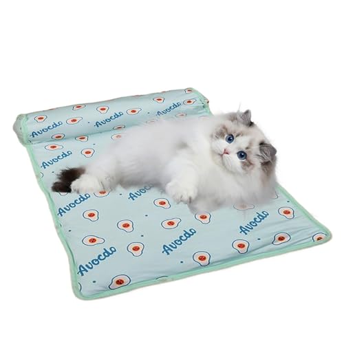 Jubepk Cooling Dog Bed, Foldable Washable Pet Cooling Mat, Breathable Ice Pad Cushion, Cute Sleeping Pad, 23.62x15.75x5.91in Ideal for Puppies & Kittens, Comfort Blanket with Pillow von Jubepk