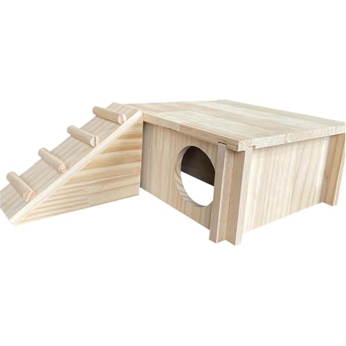 Jubepk Hamsterhüttenspielzeug aus Holz – Leiter Dekoration Spielzeug | Natürliches Hamsterverstecken Lebensräume für Syrische Hamster, Zwerghamster, Rennmäuse Hamster von Jubepk