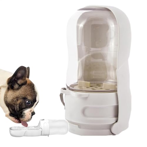 Jubepk Hunde-Wasserflasche mit Futternapf, 2-in-1-Hundefutter, integrierter Trinkbrunnen, Hundezubehör, Fütterungszubehör mit Aktivkohlefilter, auslaufsicheres Design für Spaziergänge von Jubepk