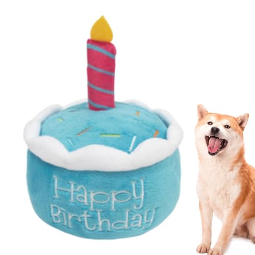 Jubepk Hundespielzeug zum Geburtstag, niedlicher , Kuchen, Plüschtier, Junge, Mädchen, Hund, Geburtstag, waschbar, Welpe, Cupcake, Plüsch-Kauspielzeug, Hundegeburtstagsparty-Zubehör für und von Jubepk