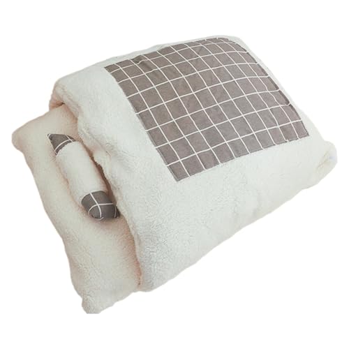 Jubepk Katzenschlafsack, verdicktes Plüsch, Katzenbett, warm, weich, Winter, 55 x 40 x 5 cm, waschbar, halbgeschlossenes Nest für Indoor-Katzen und kleine Hunde von Jubepk