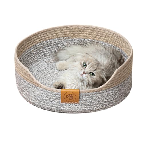 Jubepk Kitten Beds Indoor, Cat Bed Cotton, Rope Cat Scratcher, Dog Calming Bed, Cotton Rope Kitten Bed, Washable Dog Calming Donut Bed Designed for Cats and Small Dogs with Soft, Cozy Material von Jubepk