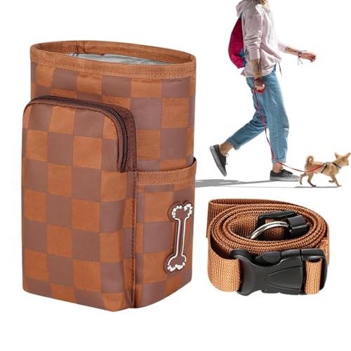 Jubepk Training Treat Bag, Waterproof Dog Pouch, 4.92x3.15x7.48 Inch, Convenient Snack Container with Dispenser, Pet Treat Holder for Dog Walking, Families and Friends (Brown) von Jubepk