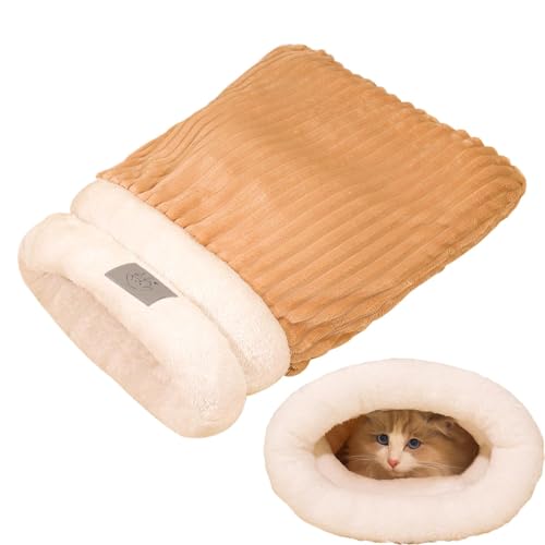 Jubepk Winter Cat Sleeping Bag, Semi-Enclosed Cat Bed, Plush Cat Sack, Cat Sleeping Bag, Soft Cat Bed, Warm Pet Sleeping Bag, Comfortable Cat Bed, Cat Sack for Pets, Large Cat Bed, Plush Pet Bed von Jubepk