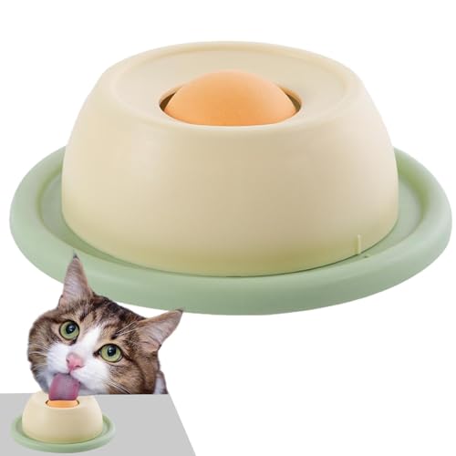 Round Rotating, Interactive Cat Slow Feeder, Lick Plate for Cats, Slow Feed Cat Puzzle Toy, 4.72x4.72x1.57 Inches Lick Plate to Prevent Vomiting, Anti-Gulp Cat Food Bowl for Pets von Jubepk