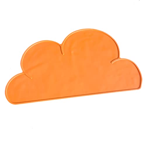 Jubi Pets Cute Cloud Silikon Wasserdichte Haustierfuttermatte für Katzen und Hunde, rutschfeste Matte für Futter- und Wassernäpfe (Orange) von Jubi