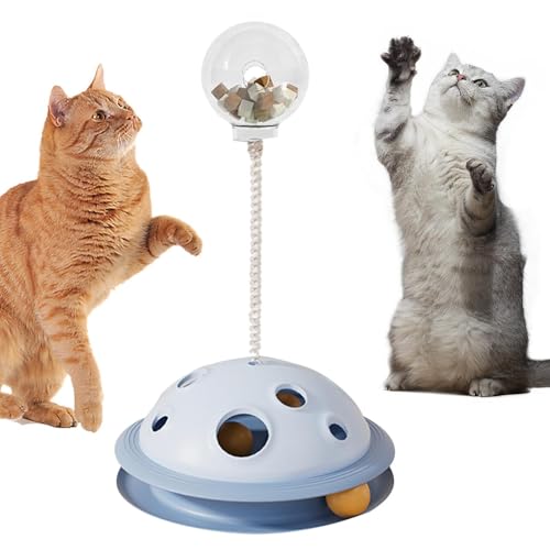 Jubilofex Cat Turntable Toy | Slow Feeders Spring Ball Toys,Visual Food Leakage Ball with Spring Rod for Slow Eating von Jubilofex