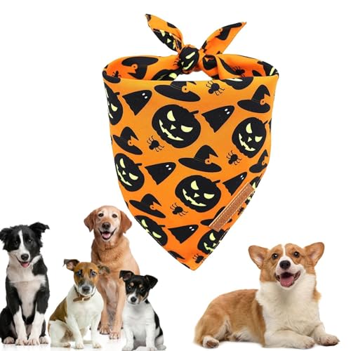 Jubilofex Halloween-Schals für Hunde, Hundehalstuch , Schal für Halloween-Kostüm Kätzchen, Geburtstags-Haustierkostüm mit Speicheltuch und Spinnennetz -Druck von Jubilofex