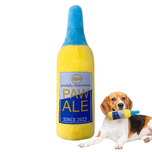 Jubilofex Hundequietschende Spielzeugflasche, Bierflasche kauen Plüschspielzeugspiele | Welpe -Thing -Thing -Thing -interaktive Hundeladers, Anreicherung von Haustierversorgungen für Aggressive Kauen von Jubilofex