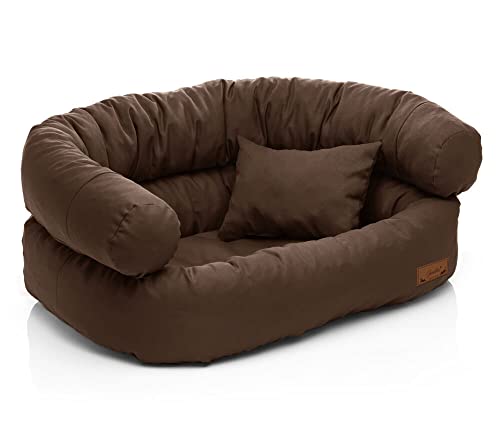 Juelle Hundebett - Großhundesofa, Abnehmbarer Bezug maschinenwaschbar, flauschiges Bett, Hundesessel Santi S-XXL (Größe: XXL - 140x100 cm, Hellbraun) von Juelle