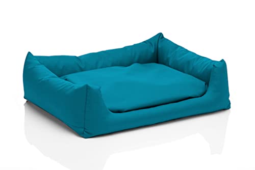 Juelle Hundebett - Hundekissen für große Hunde - Abnehmbarer Bezug, maschinenwaschbar, flauschiges Bett, Hundesofa Pola XXS-XL (Größe: L - 100x80 cm, Türkis) von Juelle