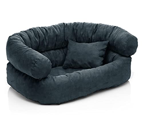 Juelle Hundebett aus Alcantara, Kissen für Kleine, Mittel und Große Hunde Abziehbar, Flauschiges Hunde-Sofa, Hundestuhl Astor S-XXL (120x85 cm, Grafit) von Juelle