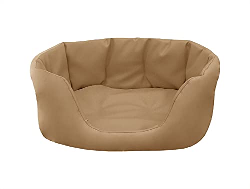 Juelle Hundebett aus Kunstleder, Bett Halbherd Hunde, flauschiges Hundekissen, Sofa Paris S-XL (80x60 cm, Beige) von IKIMI