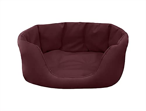 Juelle Hundebett aus Kunstleder, Bett Mittelhund Flauschiges Hundekissen, Sofa Paris S-XL (80x60 cm, Bordeaux) von IKIMI