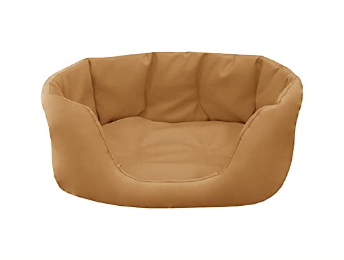 Juelle Hundebett aus Kunstleder, Bett für große Hunde, flauschiges Hundekissen, Sofa Paris S-XL (120x90 cm, Sonnenbeige) von IKIMI