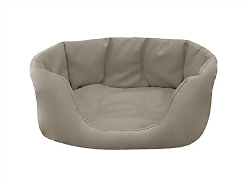 Juelle Hundebett aus Kunstleder, Bett für kleine Hunde Flauschiges Hundekissen, Sofa Paris S-XL (65x50 cm, Brudder Beige) von IKIMI