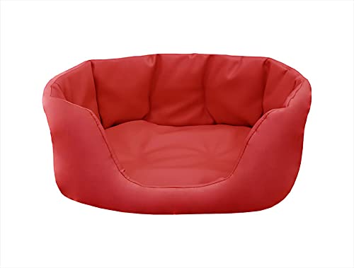 Juelle Hundebett aus Kunstleder, Bett für kleine Hunde Flauschiges Hundekissen, Sofa Paris S-XL (65x50 cm, Rot) von Juelle