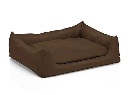 Juelle Hundebett aus Kunstleder, Bett für mittlere Hunde Flauschiges Hundekissen, Sofa Rex S-XXL (80x65 cm, Hellbraun) von Juelle